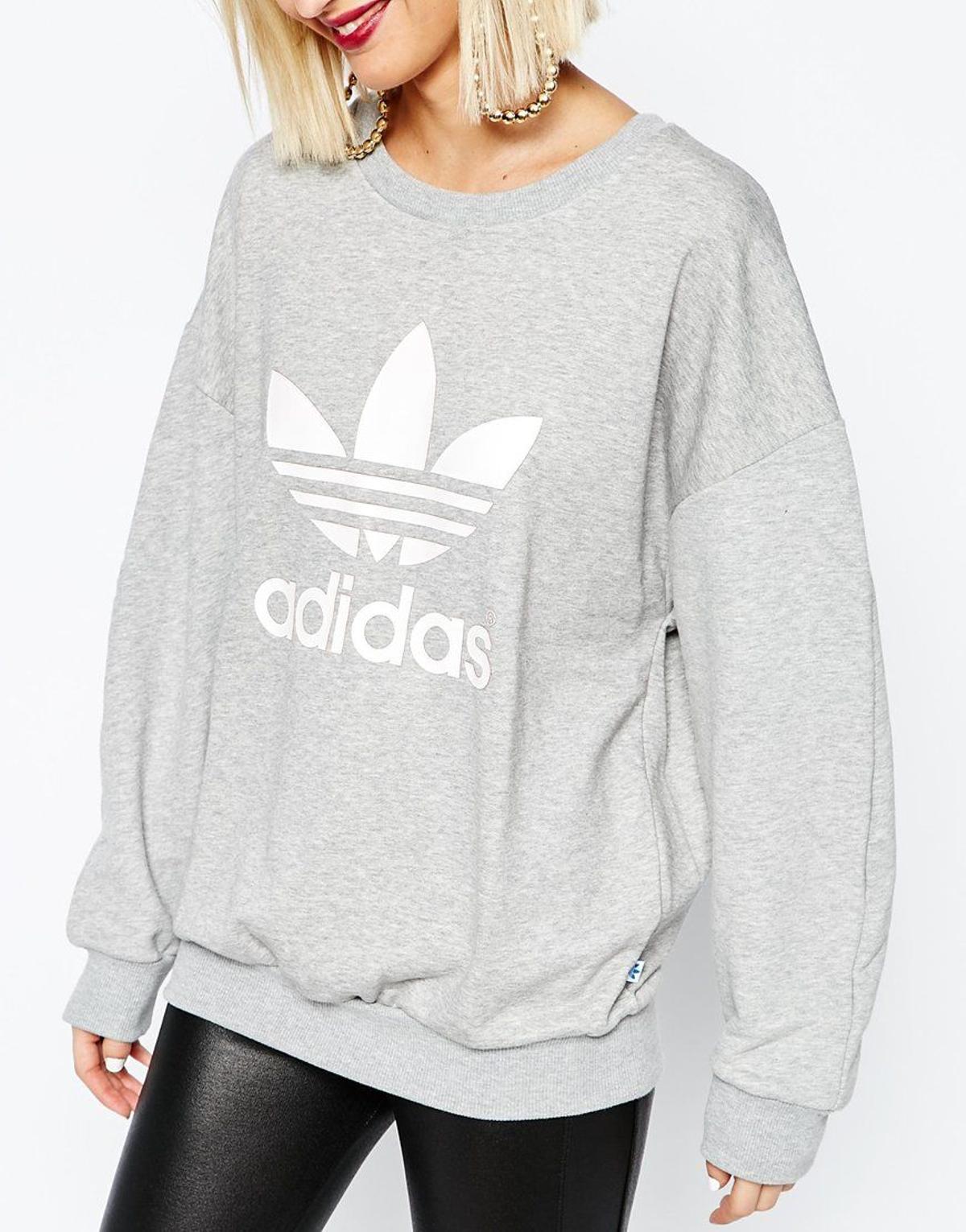 Sudadera extragrande con cuello redondo y logo de trifolio Adicolour, Adidas Originals