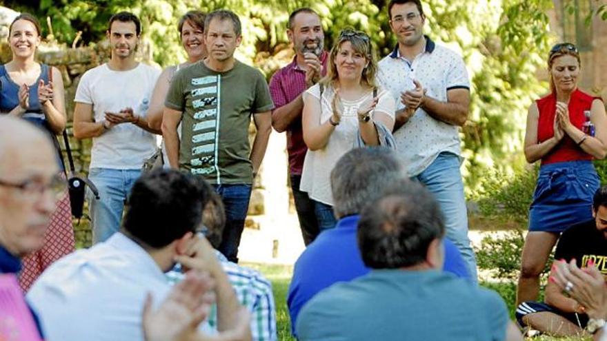 Al centre, la secretària general de Podem a Galícia, Carmen Santos