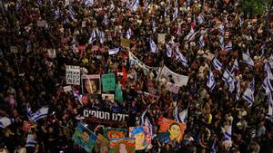 Manifestación en Tel Aviv para reclamar la liberación de los rehenes, el pasado sábado.