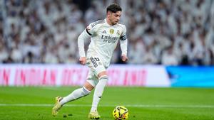 Federico Valverde, durante el partido de Liga del Real Madrid con el Celta de Vigo