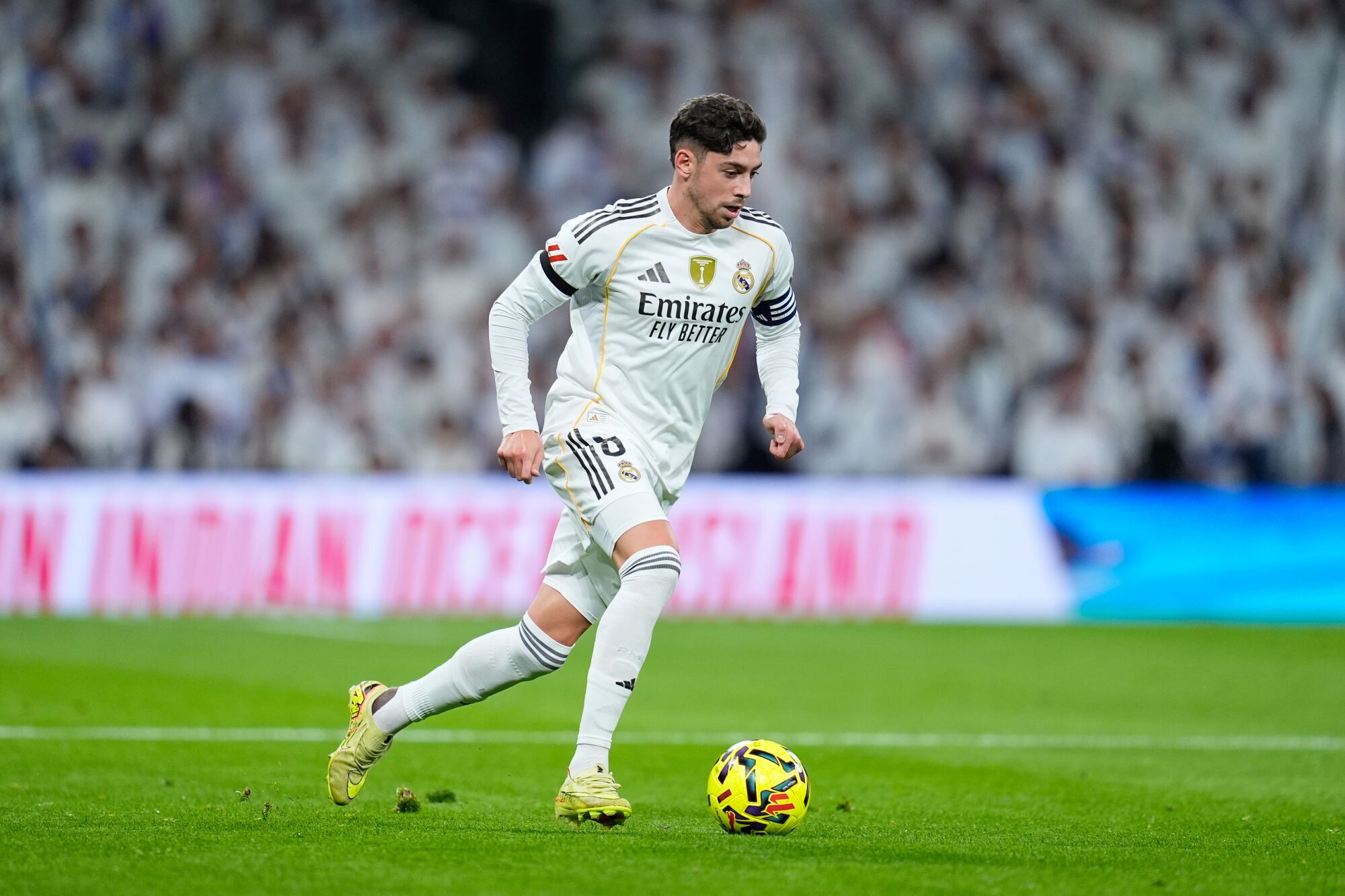 Federico Valverde of Real Madrid CF runs with the ball during the Spanish League, LaLiga EA Sports, football match played between Real Madrid and RC Celta de Vigo at Bernabeu stadium on December 07, 2025, in Madrid, Spain. AFP7 07/12/2025 ONLY FOR USE IN SPAIN. Dennis Agyeman / AFP7 / Europa Press;2025;SOCCER;SPORT;ZSOCCER;ZSPORT;Real Madrid v RC Celta de Vigo - LaLiga EA Sports;