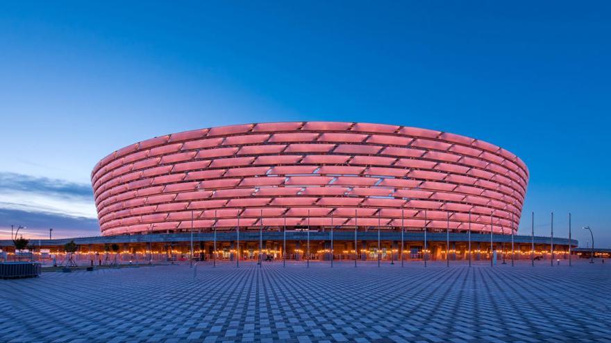 El estadio olímpico de Bakú, sede de la final de la Liga Europa.