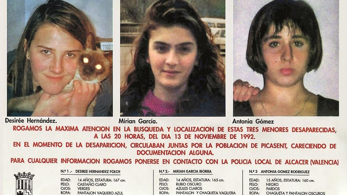 Cartel de la búsqueda de las tres niñas de Alcàsser