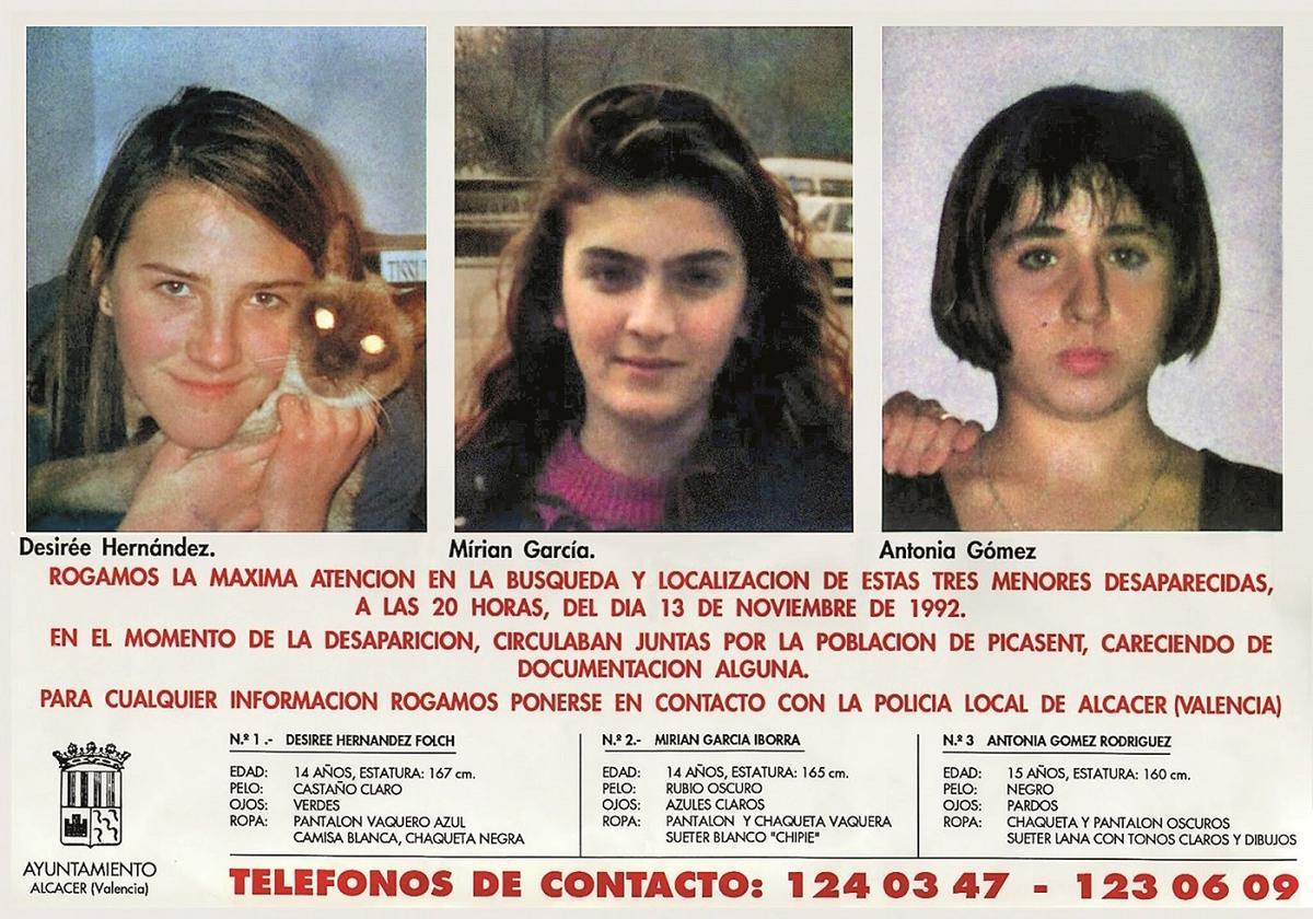 Cartel de la búsqueda de las tres niñas de Alcàsser