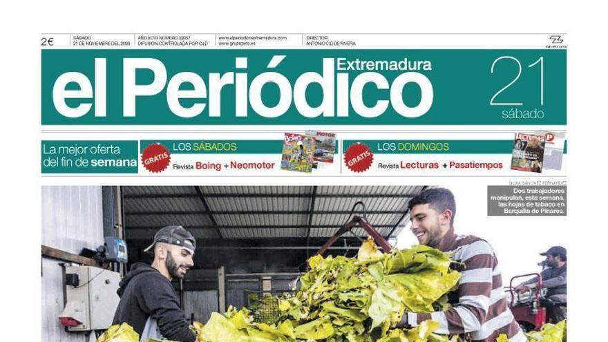 Esta es la portada de EL PERIÓDICO EXTREMADURA correspondiente al día 21 de noviembre del 2020