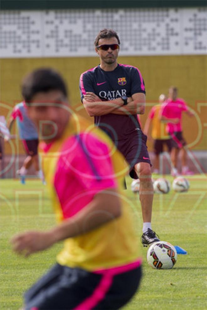 El primer entrenamiento de Luis Suárez en el Barça