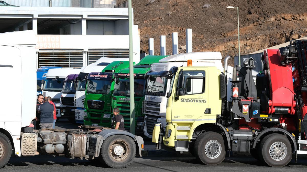 Imagen de archivo de concentración transportistas en Canarias.