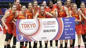 Las jugadoras españolas, celebrando el pase que las llevó a Tokio 2020. 