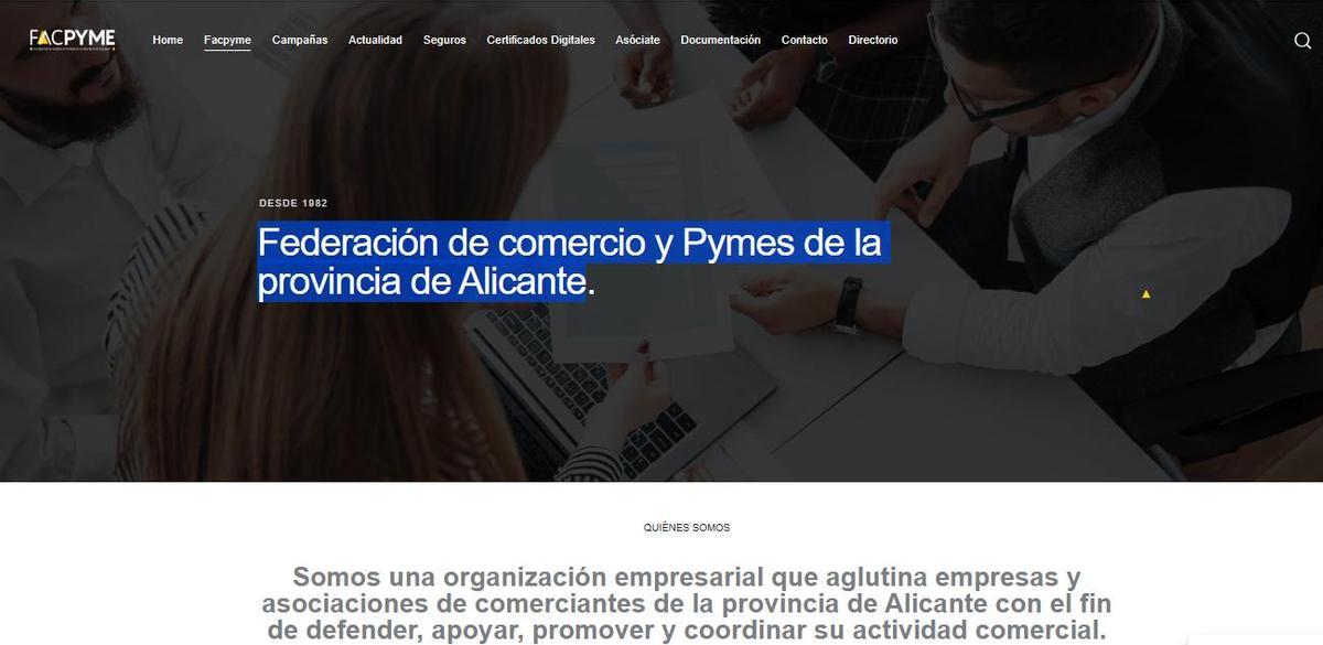 Captura de pantalla de la web de Facpyme el viernes 13 de marzo de 2026.