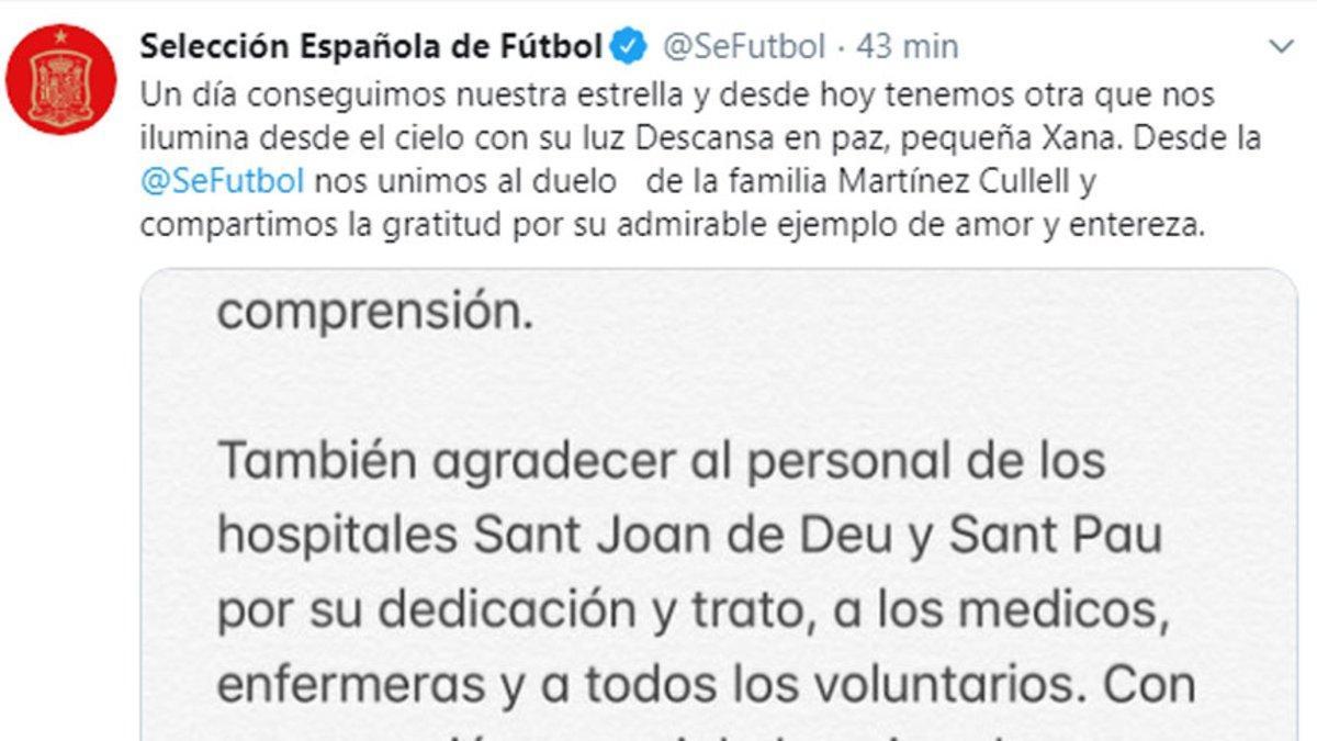 La Federación Española expresó su dolor por la pérdida de la hija del exseleccionador