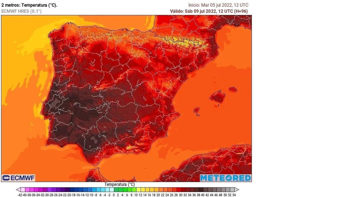 Temperaturas previstas para este sábado, 9