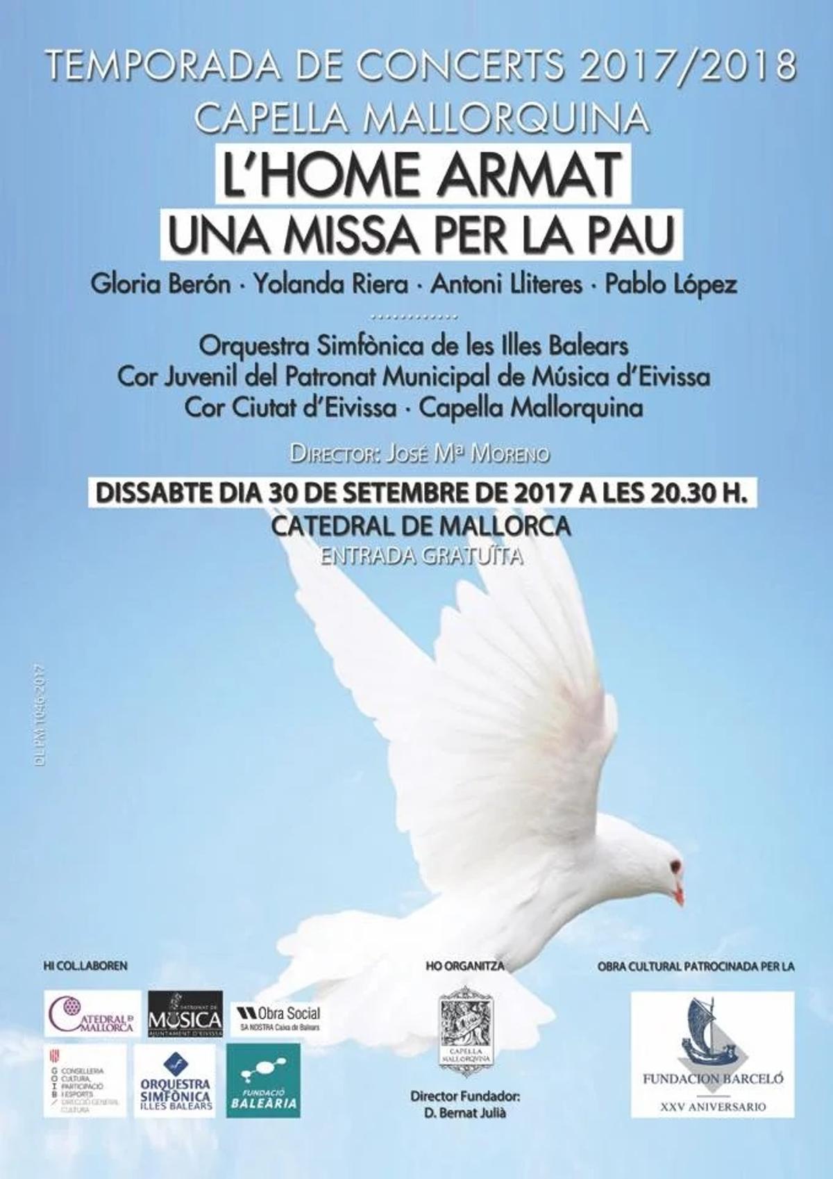 Cartel del concierto que se ofreció en 2017 en la catedral de Mallorca.