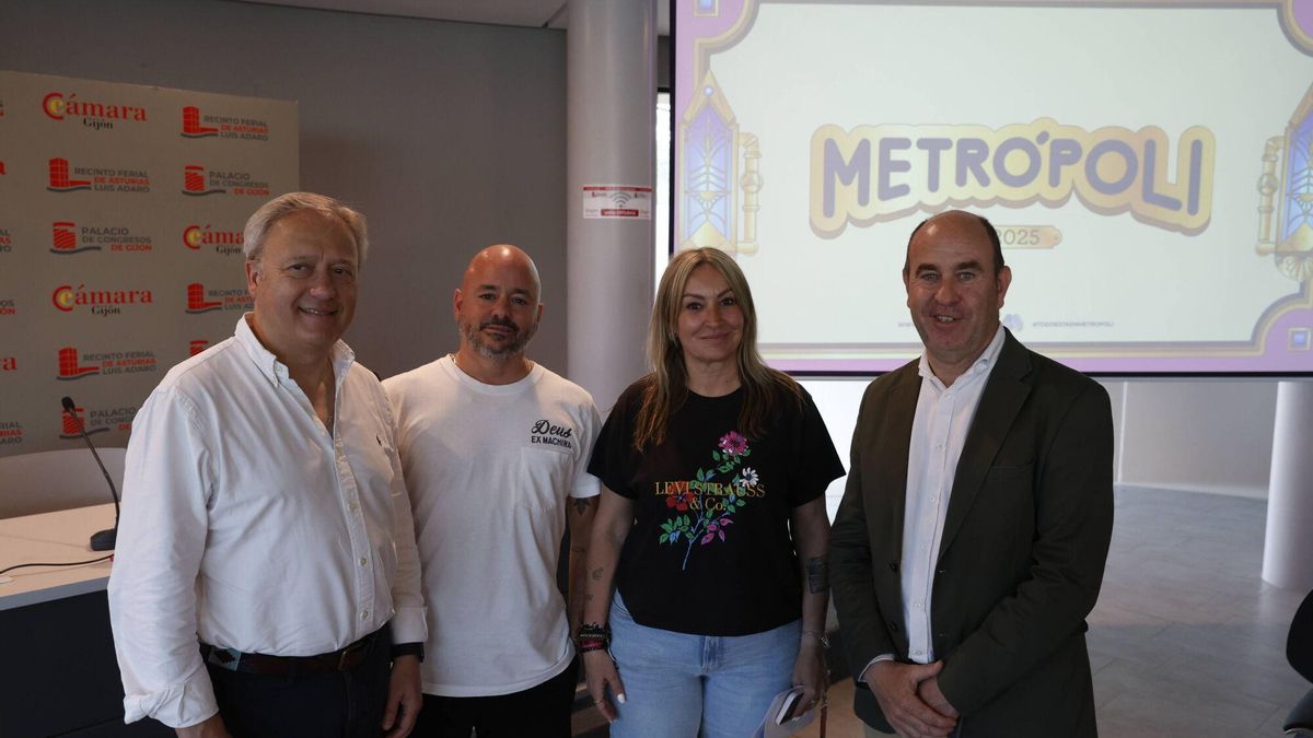 Álvaro Alonso Ordás, Marino González, Suca García y David Argüelles, en la presentación del festival Metrópoli Gijón.
