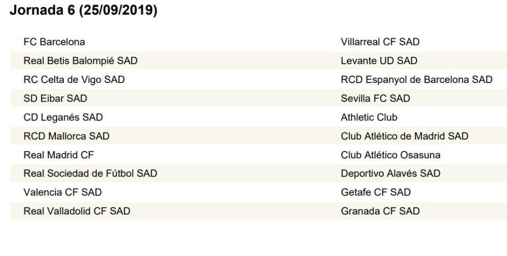 Calendario de LaLiga completo: Valencia CF; Levante UD, Villarreal...