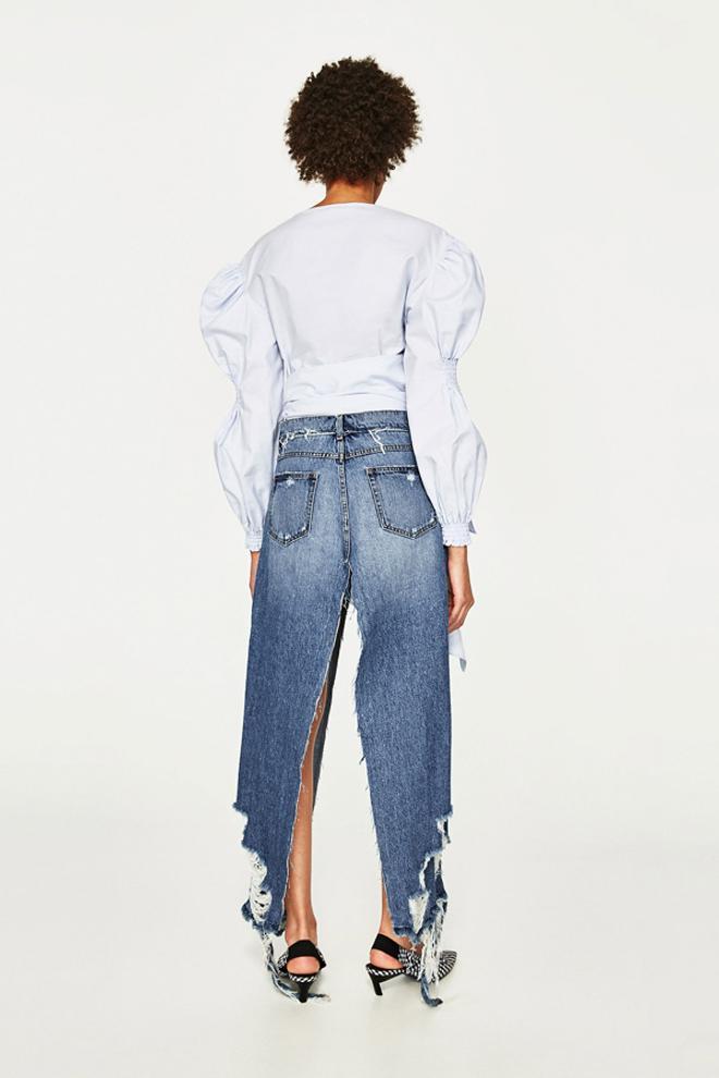 Falda pantalón: parte de atras de los jeans-falda de Zara