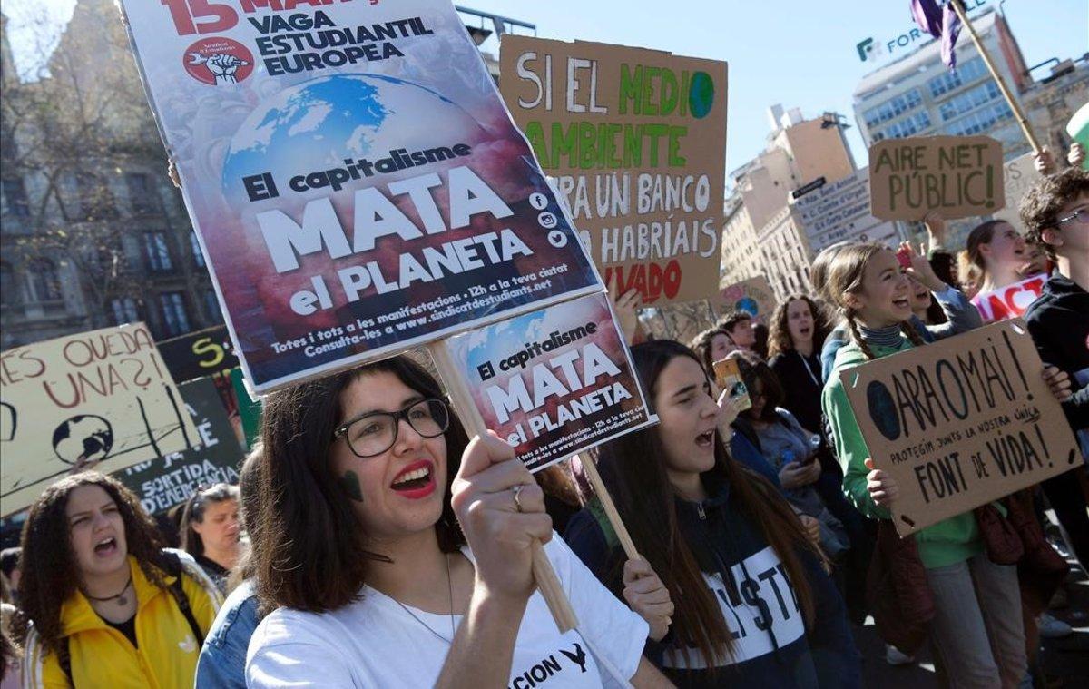 Manifestación contra el cambio climático en Barcelona.