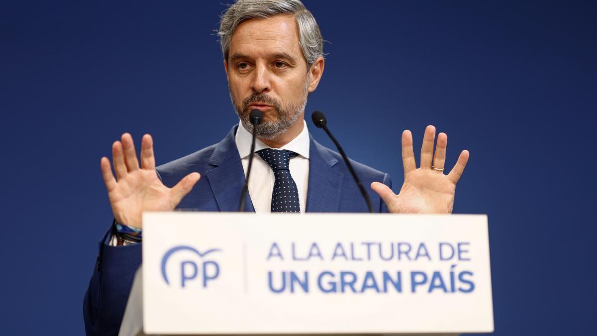 Juan Bravo, vicesecretario de Economía, en noviembre, en una rueda de prensa del PP en Génova.