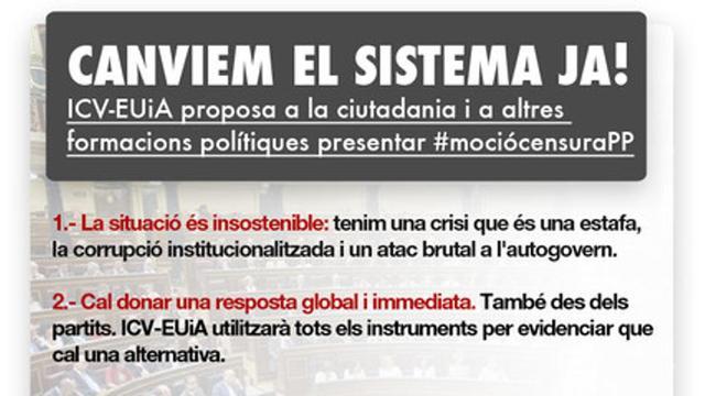 Manifiesto "Canviem el sistema!" que promueve una moción de censura contra el PP