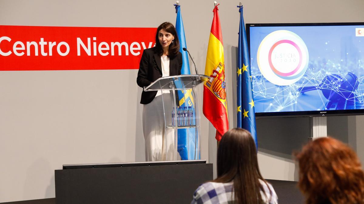 La ministra Pilar Llop durante la presentación del plan Justicia 2030