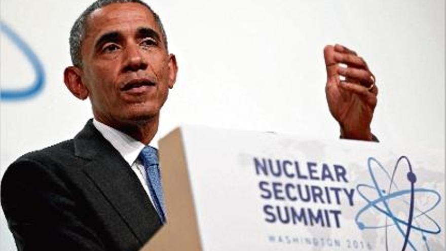 Barack Obama, durant la seva intervenció a la Cimera de Seguretat Nuclear de Washington.