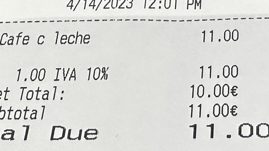 La cuenta de un café que se ha viralizado por el precio: &quot;Nunca más&quot;