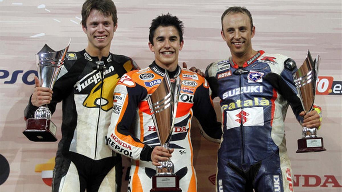Los vencedores del pasado Superprestigio 'Dirt Track': Baker (d), Rabat (i) y Márquez (c)