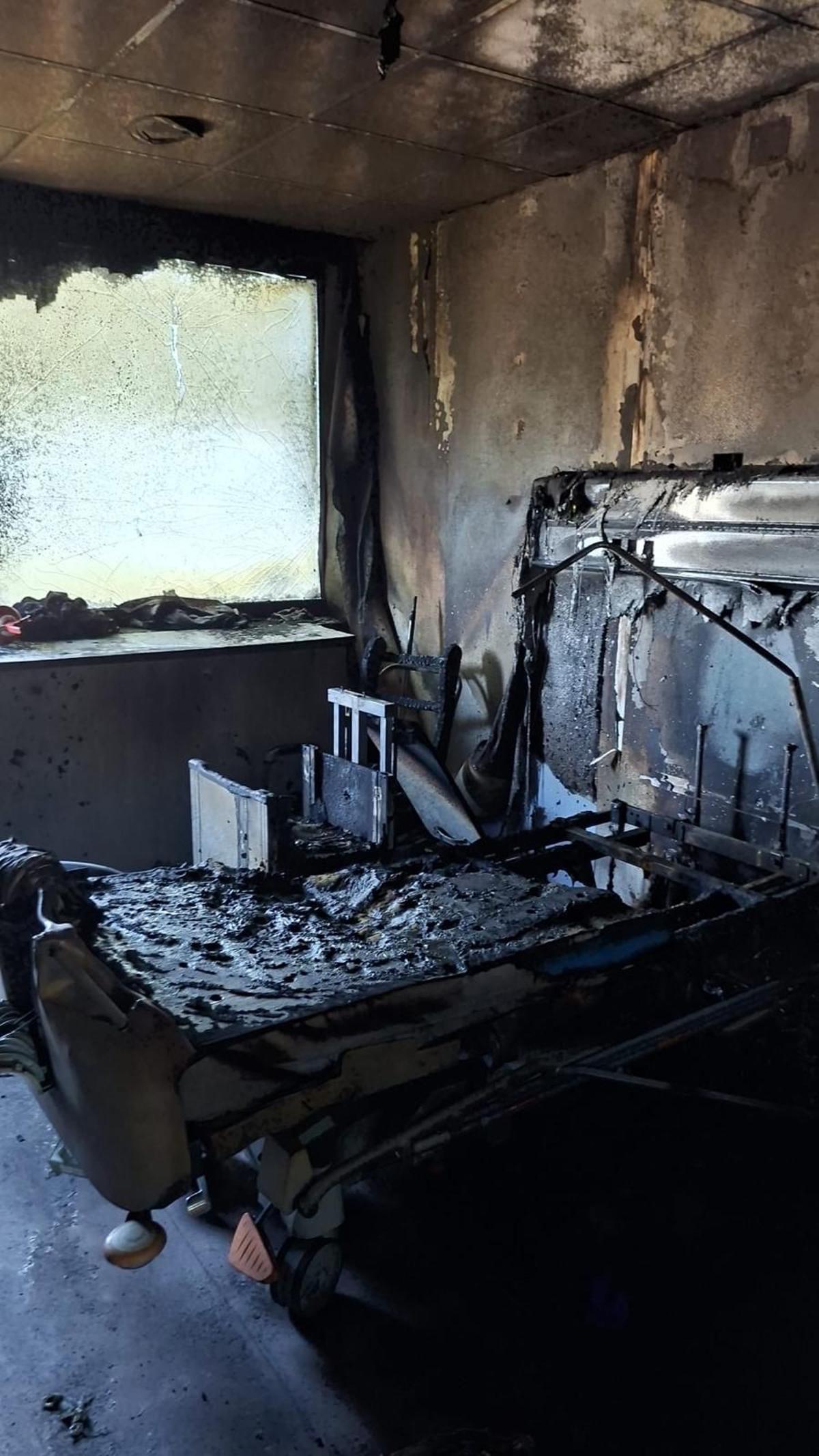 Estado en el que ha quedado la habitación 277, en la que se ha originado el incendio
