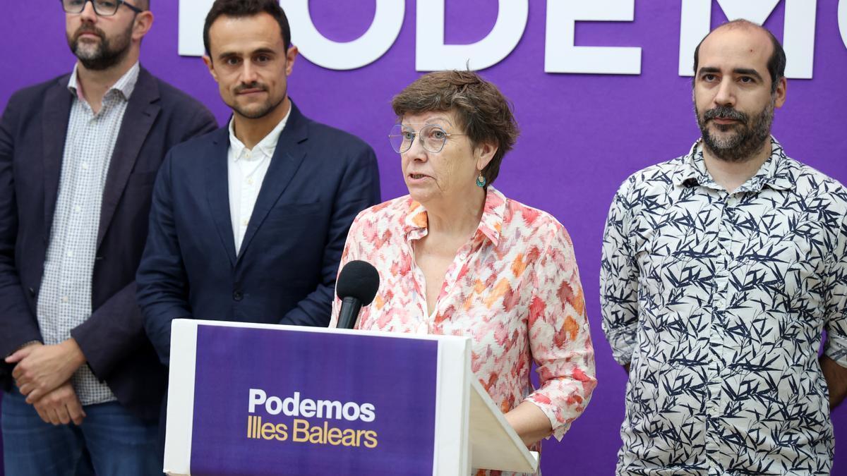 La candidata de unidas Podemos en Baleares, Antònia Jover, durante una rueda de prensa EP