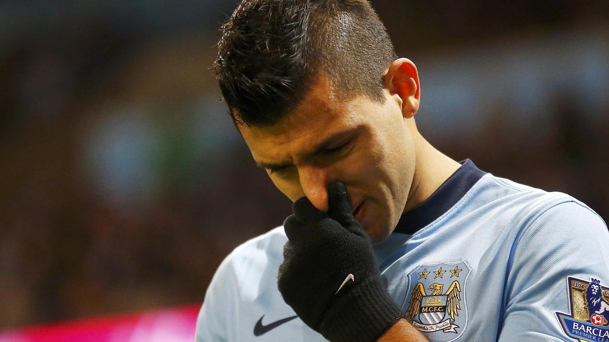 Sergio Agüero, en un partido con el Manchester City