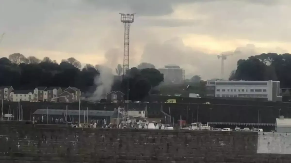 Lugar donde se ha producido la explosión de un edificio en Jersey.