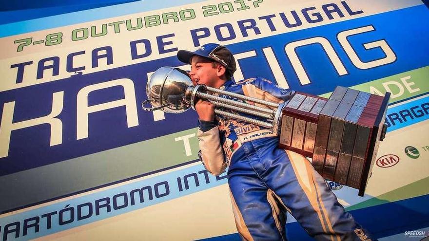 Adrián Malheiro, en el podio de la Taça de Portugal-