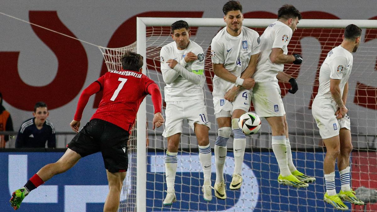 Imagen del choque entre Georgia y Grecia en Tiflis