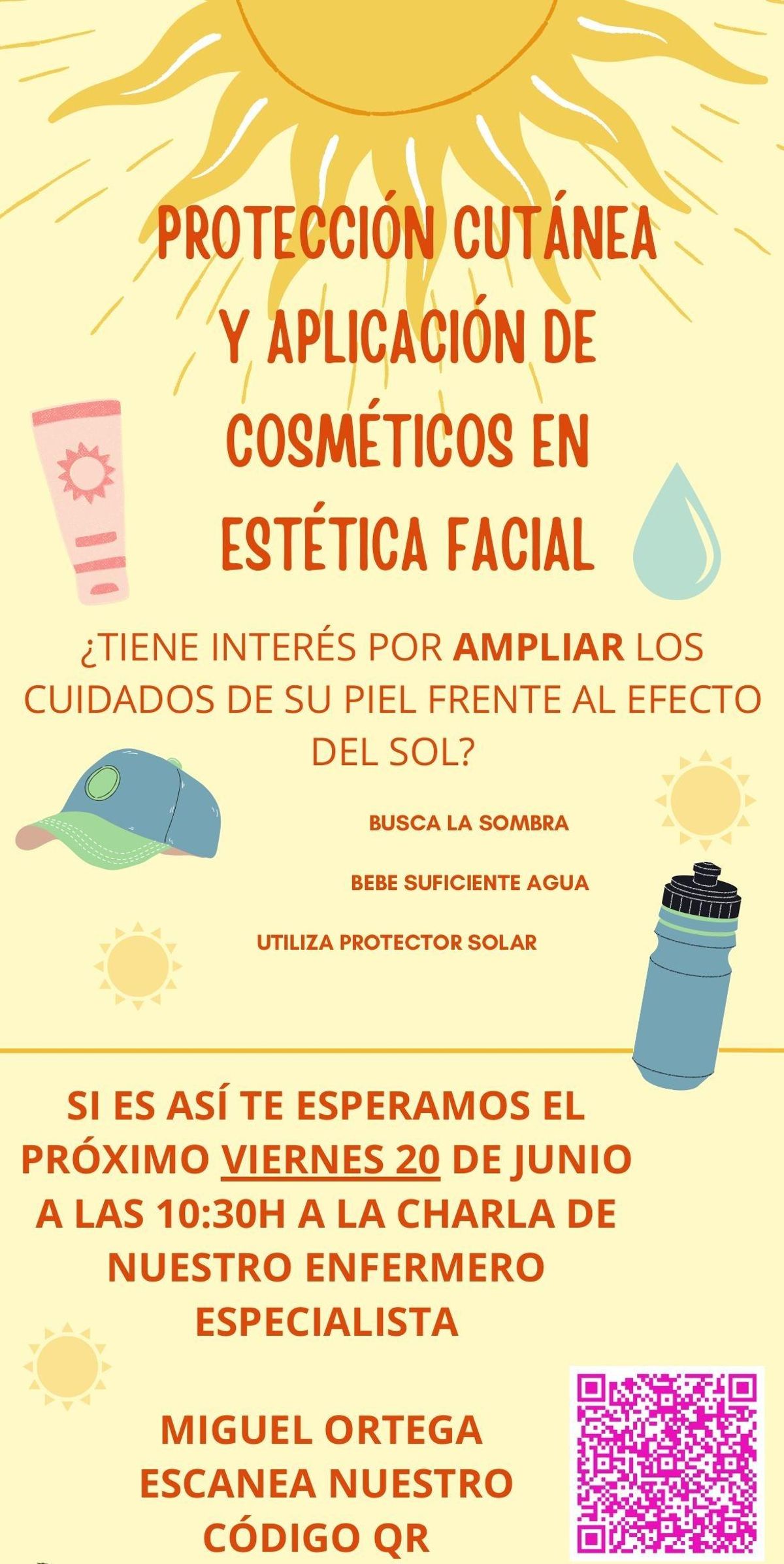 Cartel de la jornada informativa que el Hospital General de Elche ha organizado para mostrar cómo nos debemos proteger del sol