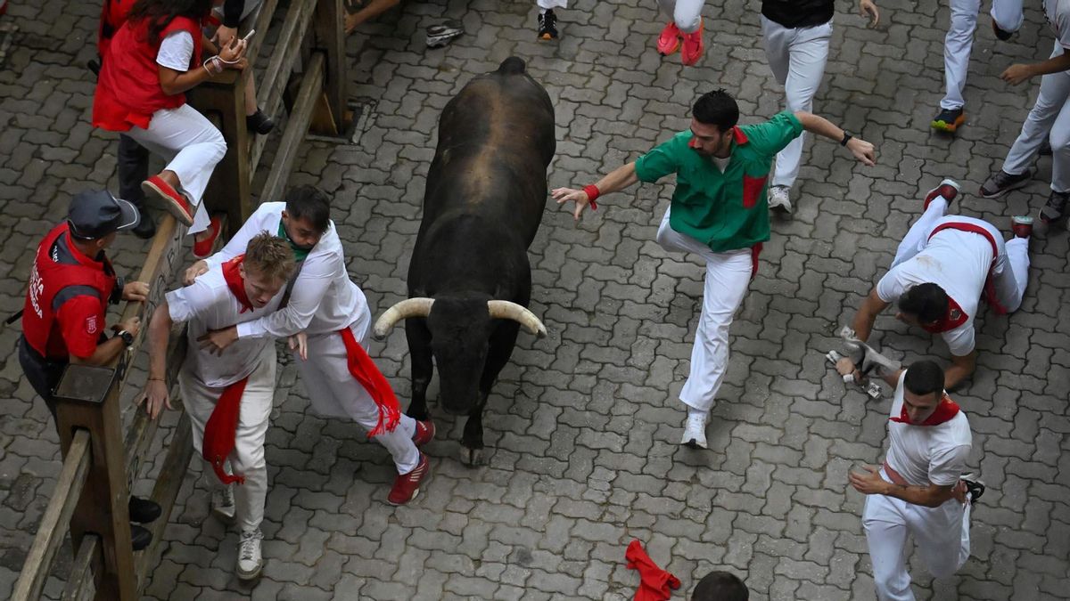 Quinto encierro de San Fermín con toros de Jandilla