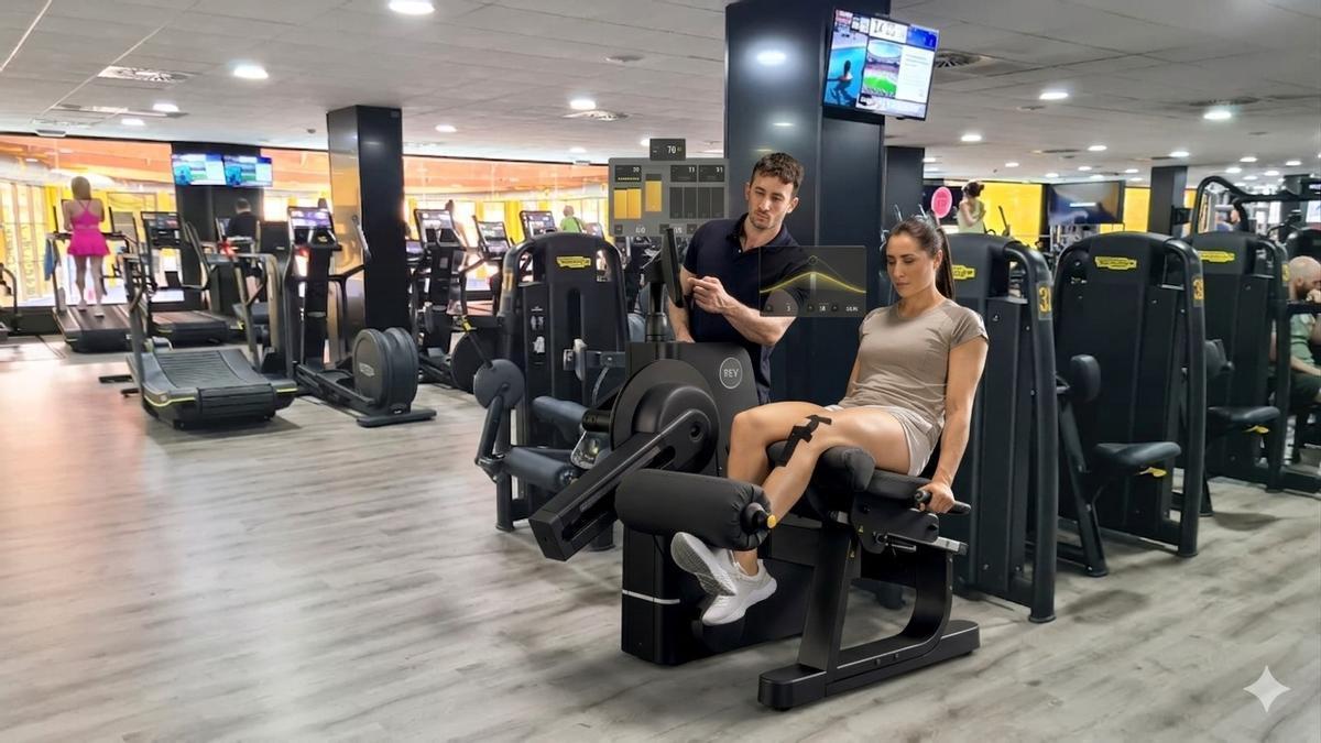 Gimnasio con última tecnología TECHNOGYM y App El Perú para monitorización y reserva de las más 100 actividades dirigidas semanales con instructor