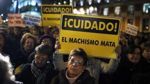 tecnicomadrid24326169 women hold banners reading  be careful  machismo kills  duri