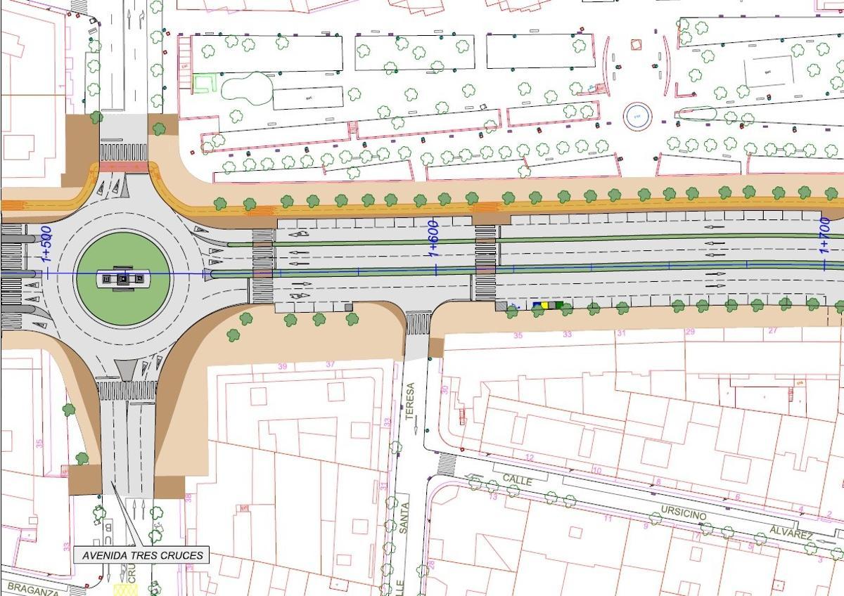 Esquema de la nueva rotonda de las Tres Cruces