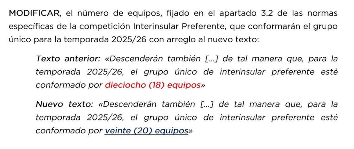 Cambio en las bases reguladoras de la Preferente.