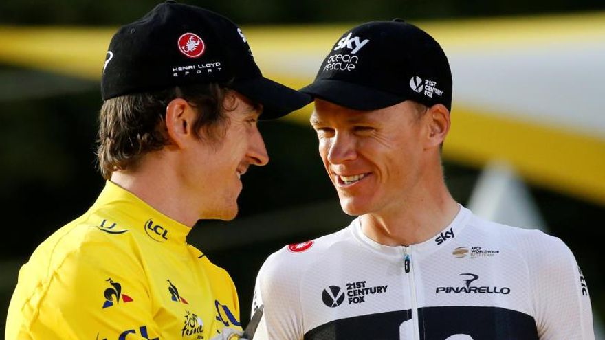 Thomas y Froome en el podio del Tour 2018.