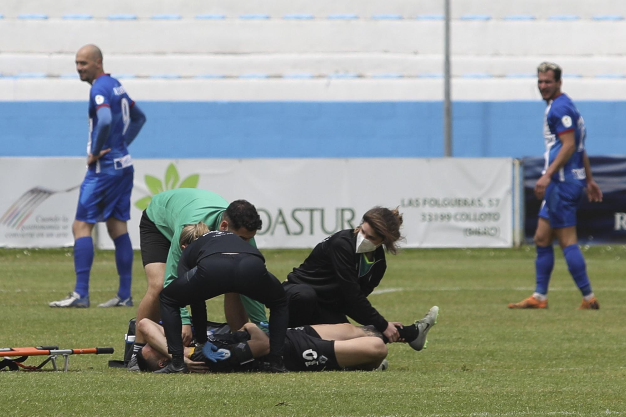 El Suárez Puerta se queda helado con la grave lesión de Cristian, jugador del Caudal