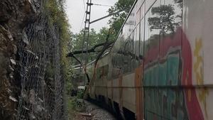 Un tren de R3 con 30 pasajeros choca contra un árbol