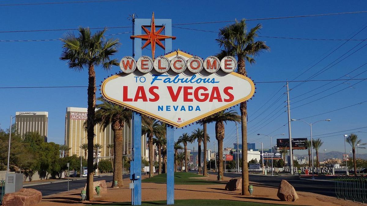 Cartel de recibimiento de Las Vegas.
