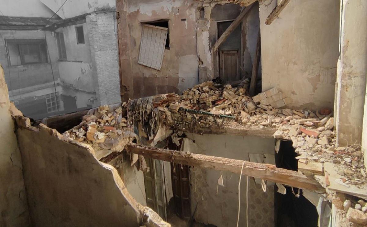 La parte posterior del edificio tras el colapso de 2023.