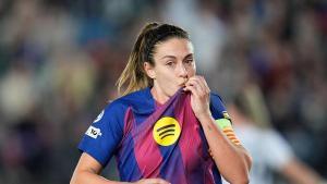 Alexia Putellas of FC Barcelona celebrates a goal during the UEFA Women’s Champions League 2025/26, Quarter-finals first leg football match played between Real Madrid CF and FC Barcelona at Alfredo Di Stefano stadium on March 25, 2026, in Valdebebas, Madrid, Spain. AFP7 25/03/2026 ONLY FOR USE IN SPAIN