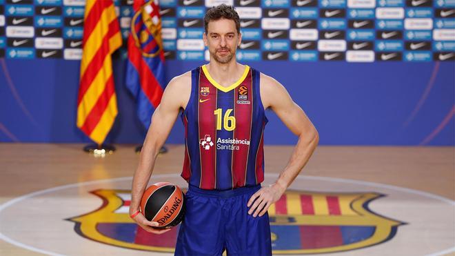 Pau Gasol, en su presentación con el Barça en el Palau