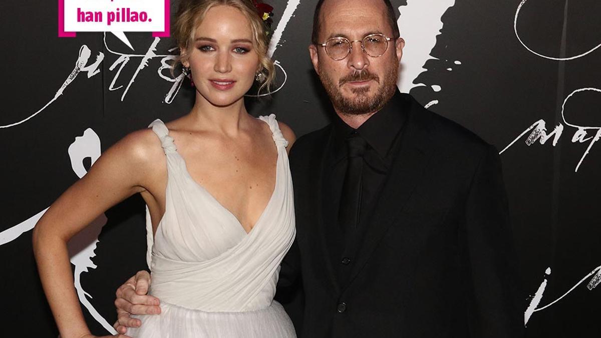 Jennifer Lawrence y Darren Aronofsky en el estreno de Mother
