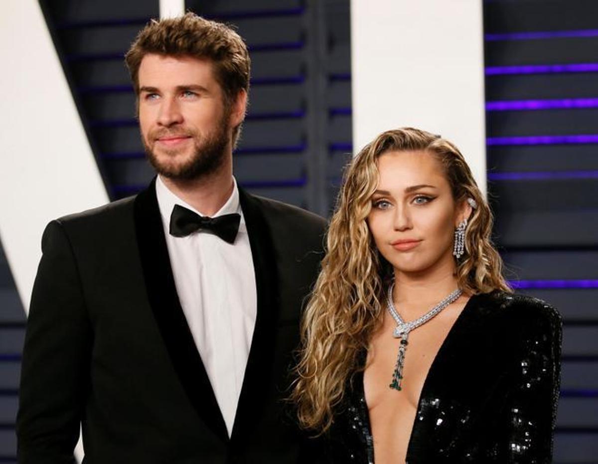 Liam Hemsworth y Miley Cyrus, en la fiesta de 'Vanity', tras los 91º Oscar, en Beverly Hills, en febrero de 2019.