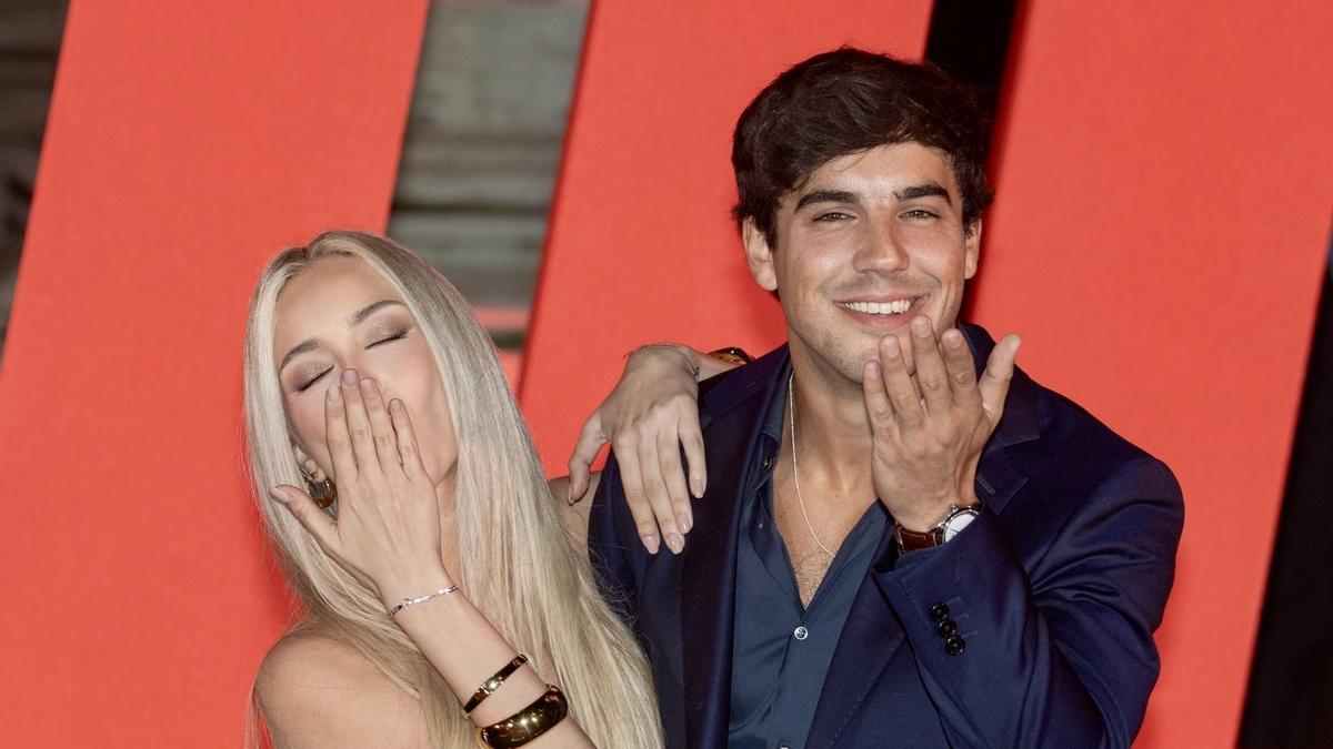 Oscar Casas and Ana Mena at premiere film Idolos in Rome