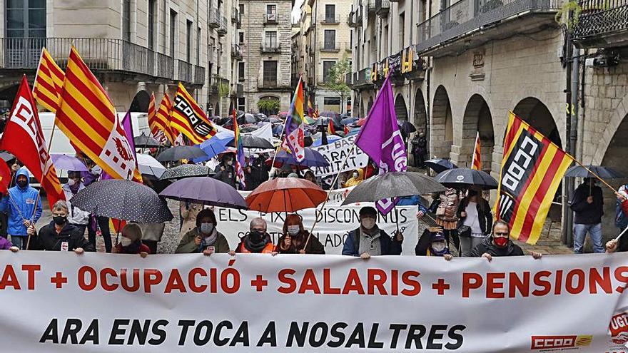 Concentració sindical el passat Primer de Maig a Girona. | ANIOL RESCLOSA