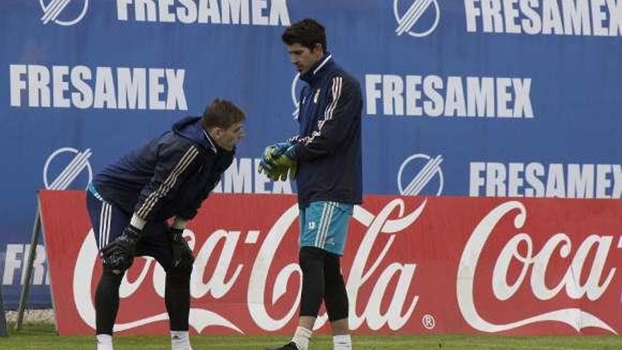 Lunin y Champagne, en un entrenamiento en El Requexón.